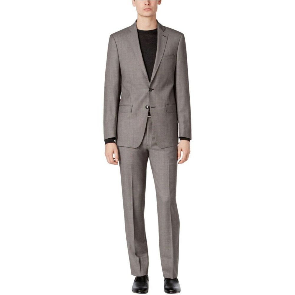 Calvin Klein Gray Birdseye Slim Two Button Formal 2 Piece Suit 40R NWT $650